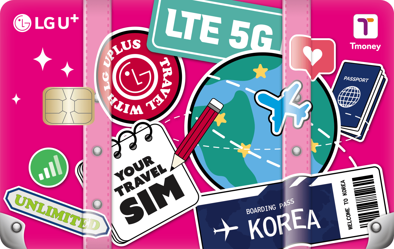 Korea Unlimited 4G Data SIM & T-Money Transportation Card 