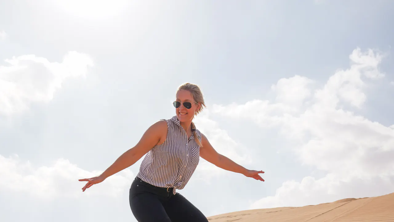 Morning Desert Safari Dubai: Dune Bashing, Sand Boarding, Camel Ride with Brunch Ticket