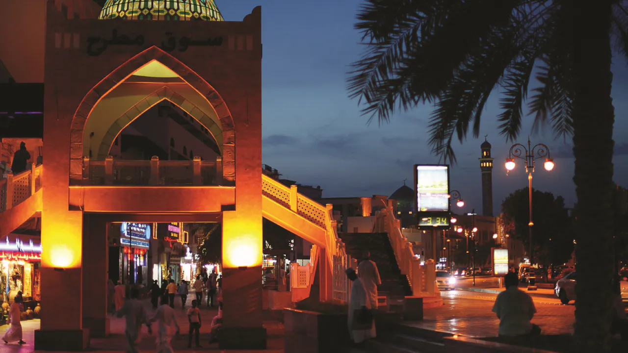 Muscat By Night With Local Dinner Location